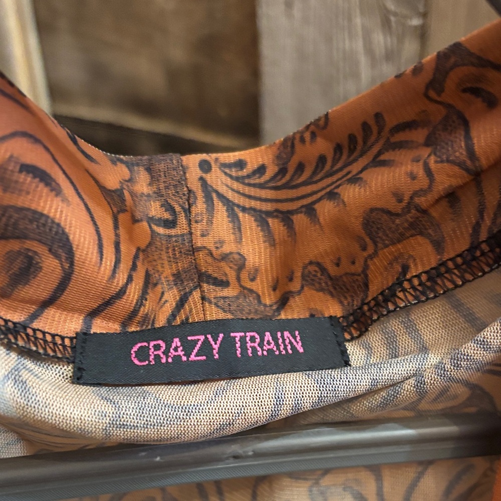 Crazy Train Brown And Tan Patterned Kimono - image 4